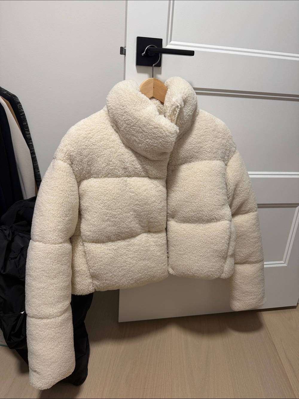 Cream Sherpa Puffer Jacket